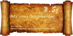 Mácsai Szilveszter névjegykártya